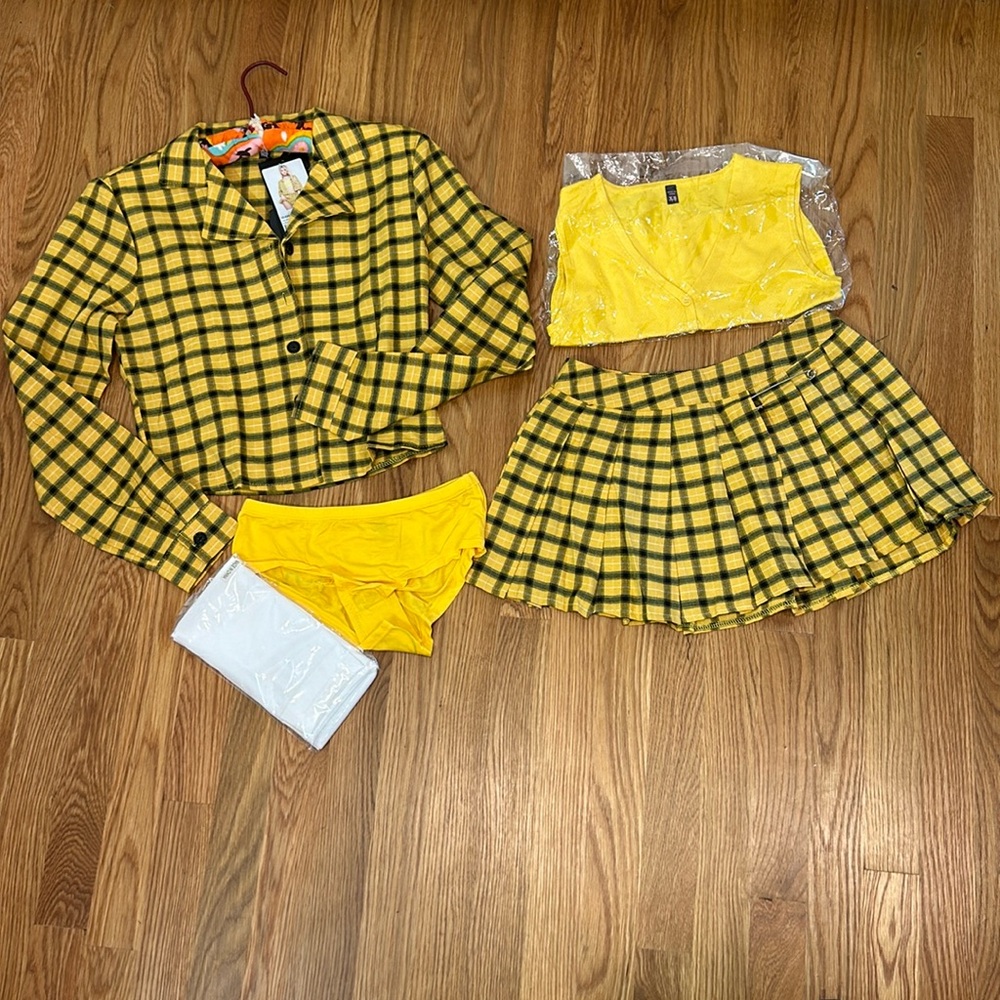 Dolls Kill Yellow & Black Plaid Skirt Costume